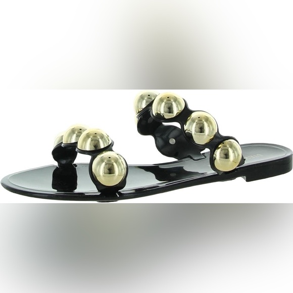 Steve Madden Black and Gold Chrishelle Jelly Embellished Sandals - Picture 2 of 5